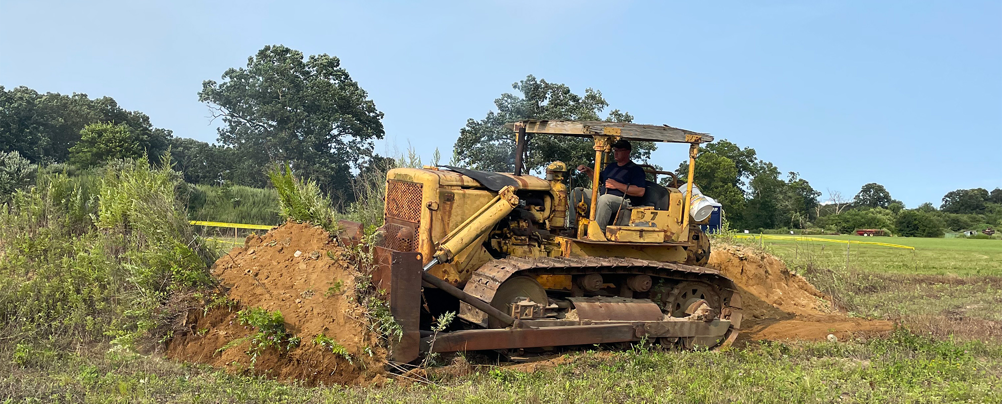 Mark Gluck with his antique Caterpillar D7 bulldozer
