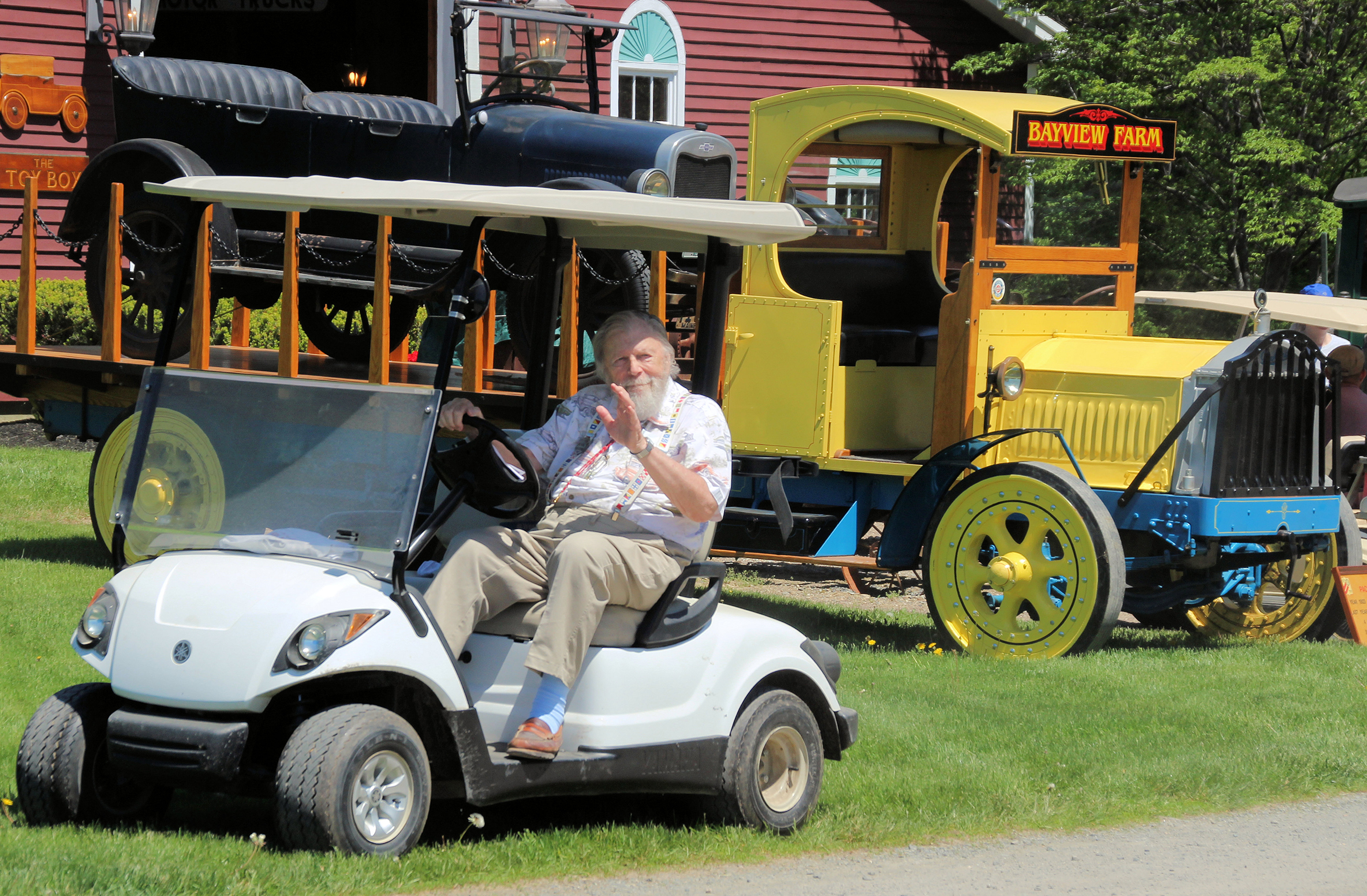 Ted on a golf cart